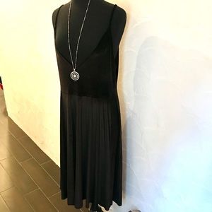 Free Press Black Velvet Low Cut Midi Dress